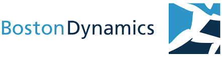 The logo for boston dynamics is blue and white