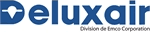 Logo Deluxair en texte bleu avec un motif de goutte blanche et le texte « Division de Emco Corporation » en dessous.