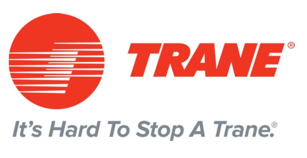 A trane logo that says it 's hard to stop a trane