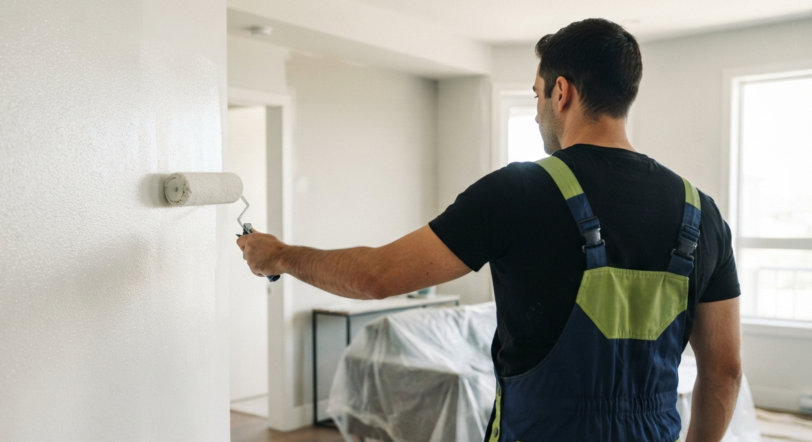 Professional painter applying fresh paint to a residential property in Porterville
