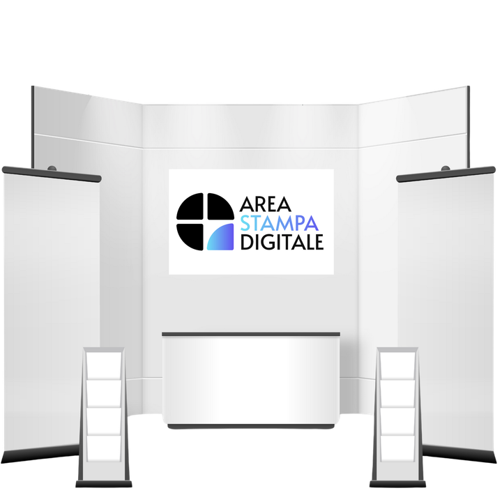 Allestimento di uno stand fieristico  logo area stampa digitale frosinone