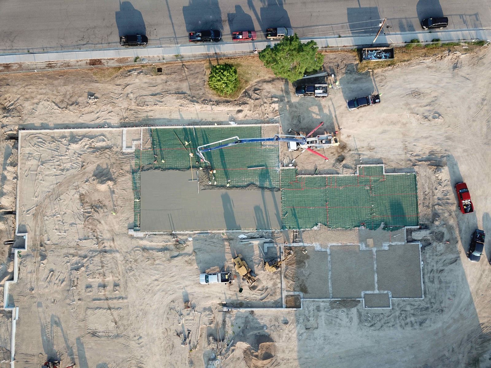 An aerial view of a building under construction