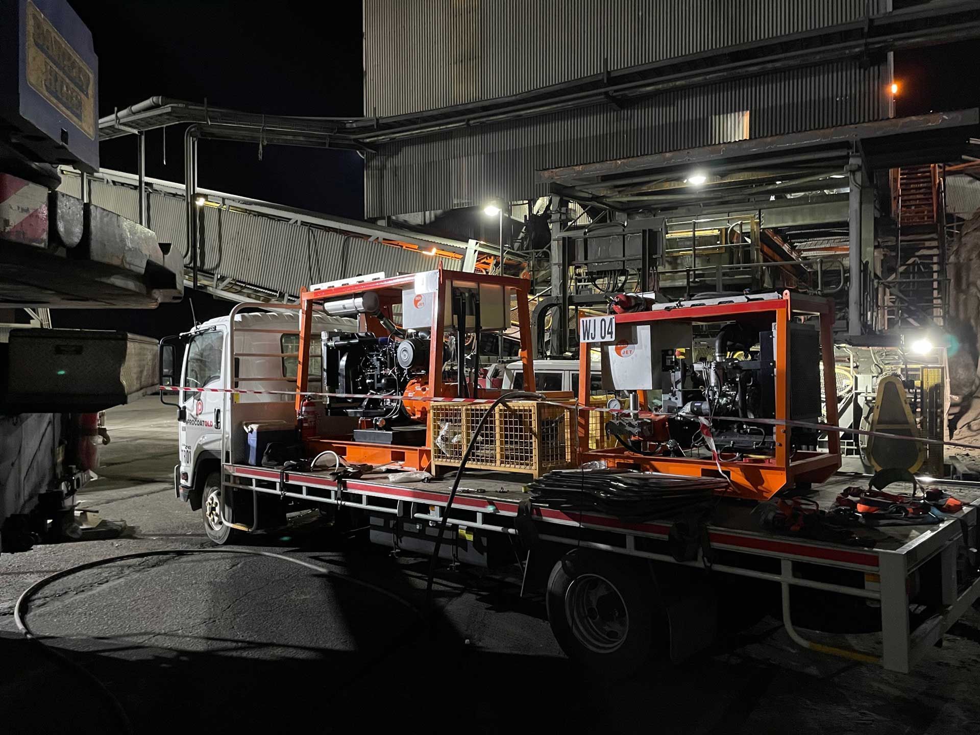 Sandblasting machineon the back of a truck — Procoat QLD in Ryan, QLD