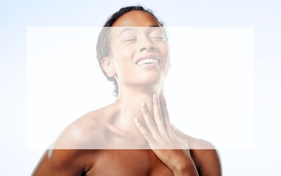 SMILING WOMAN WITH PERFECT SKIN
