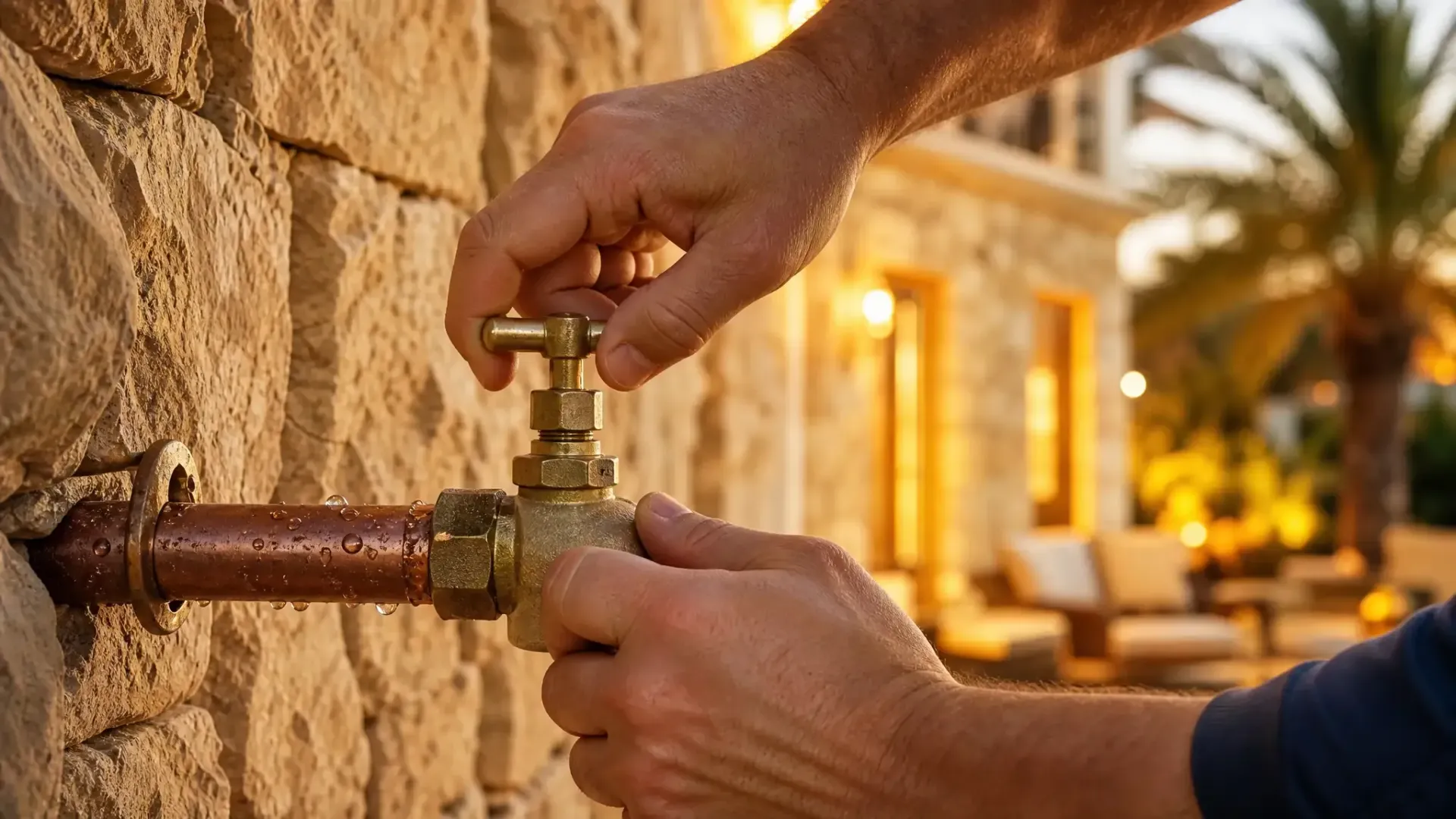 Plumber fixing leaking pipes in algarve