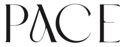 Black PACE logo in elegant serif lettering on a white background