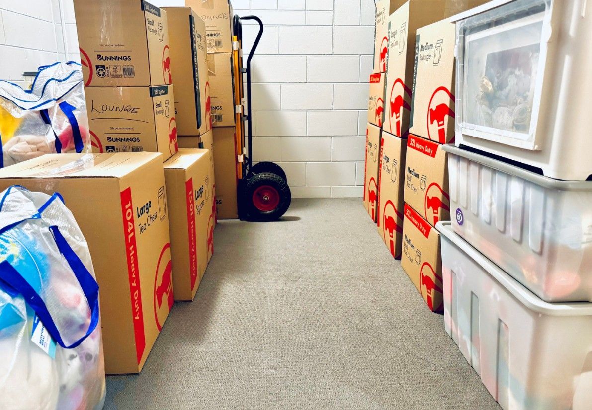 Removalists Townsville Packed Moving Boxes In Storage — Uplift Removals in Burdell, QLD