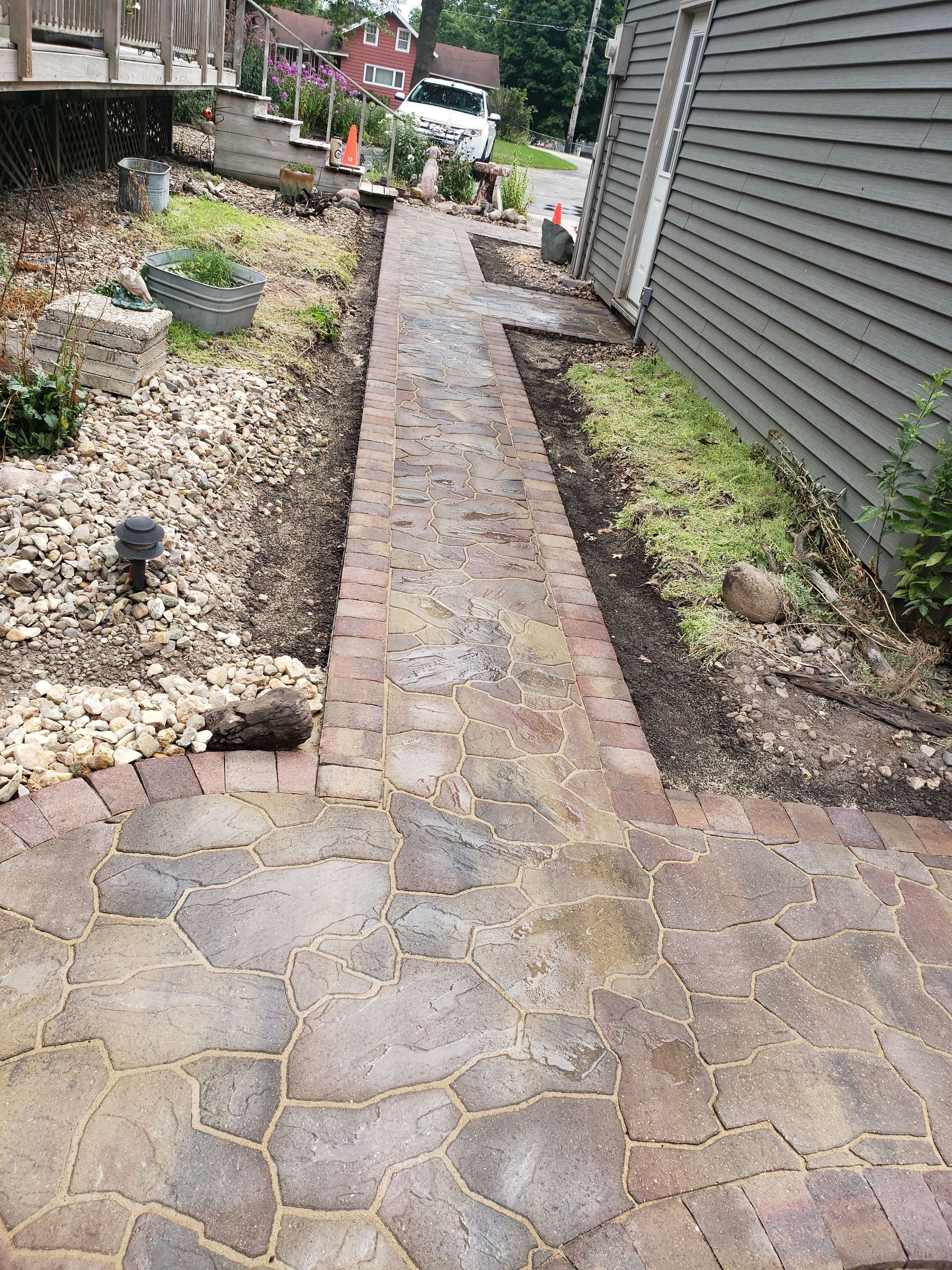 custom brick path installed in cedar valley iowa