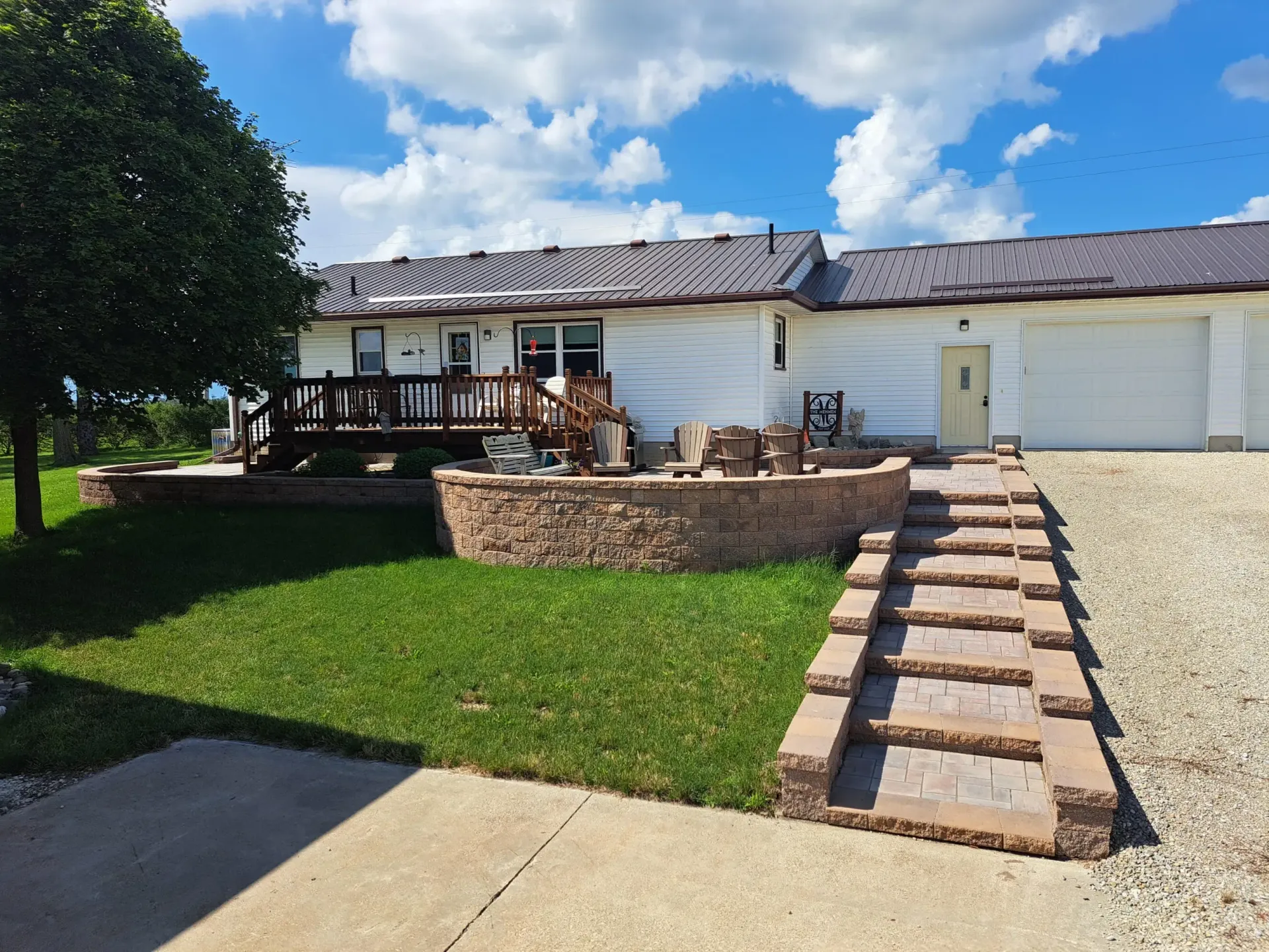 custom retaining wall and stairs in cedar falls iowa