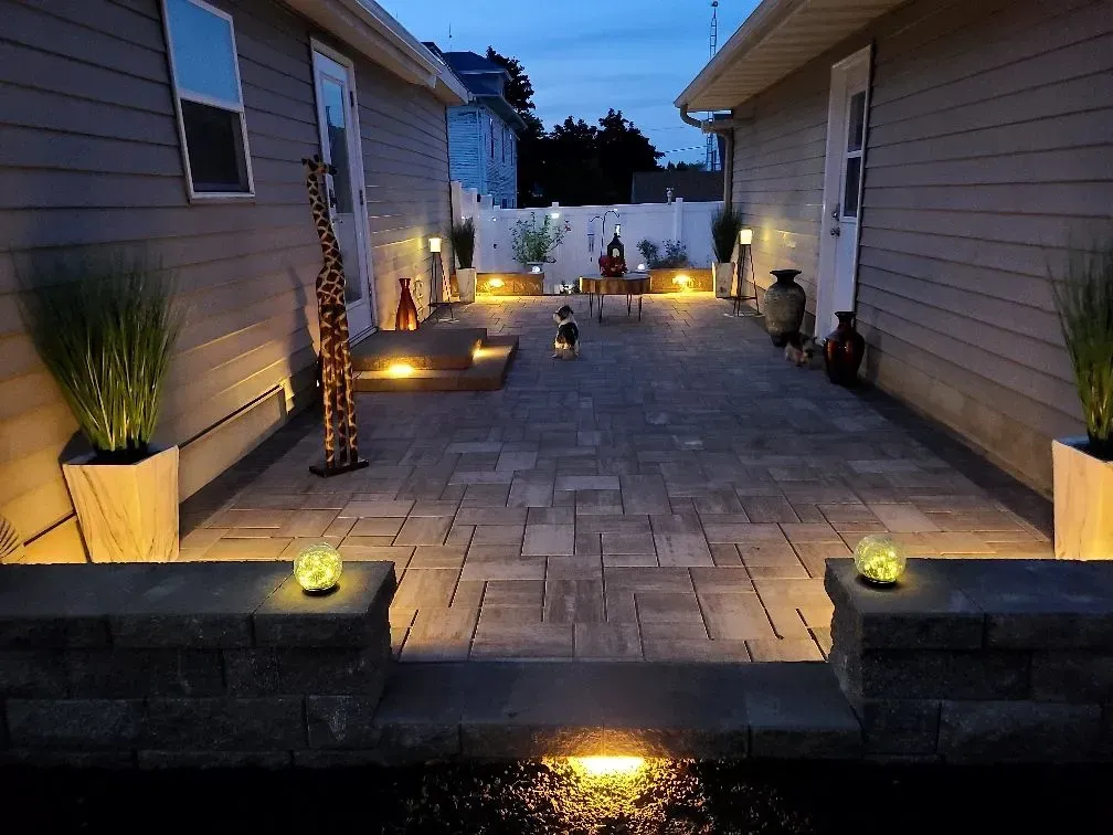 custom landscape lighting and paver patio