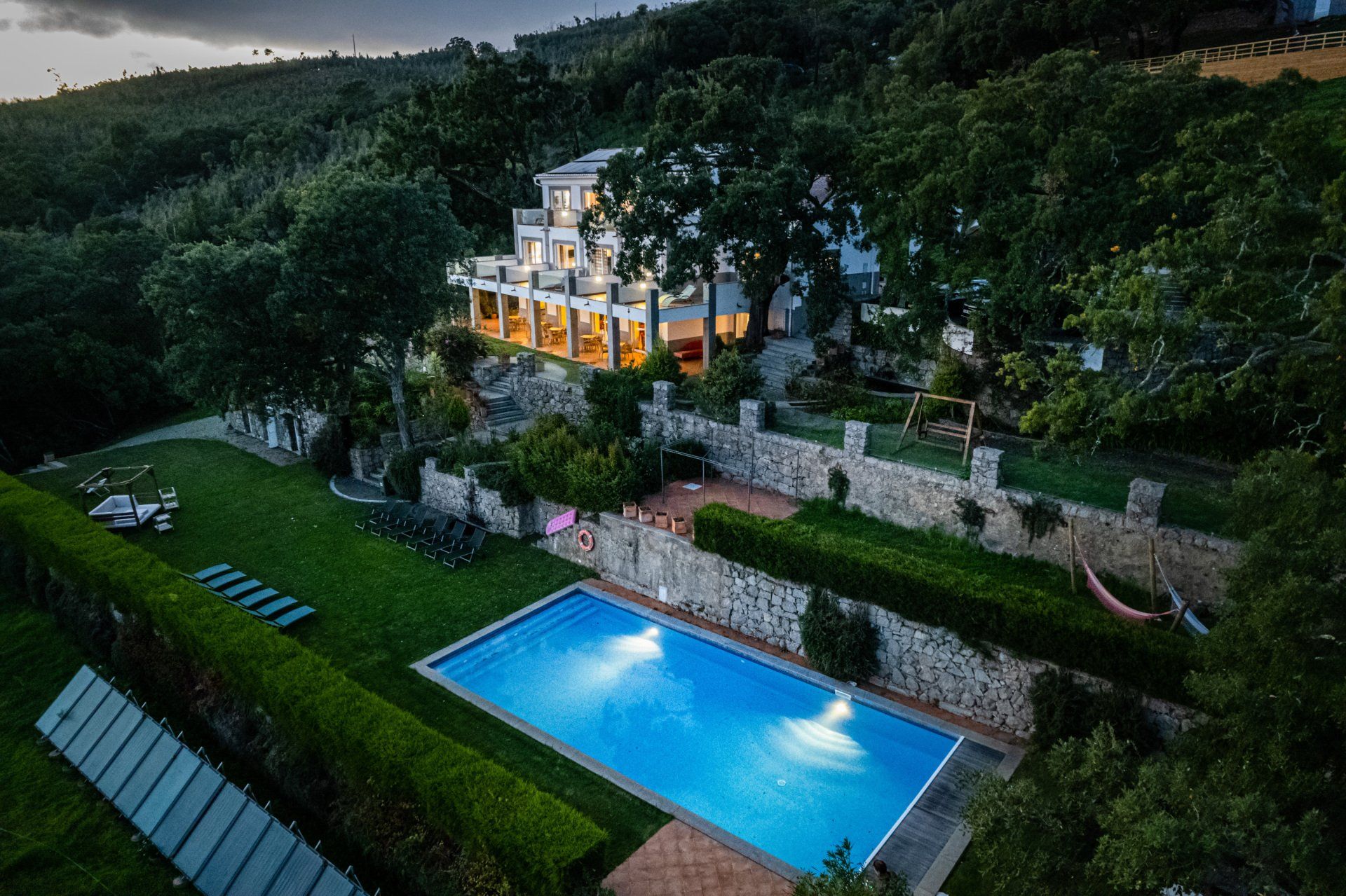 The pool and the building