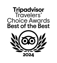 Tripadvisor Travelers' Choice Awards Best of the Best 2024 logo: Owl in wreath.