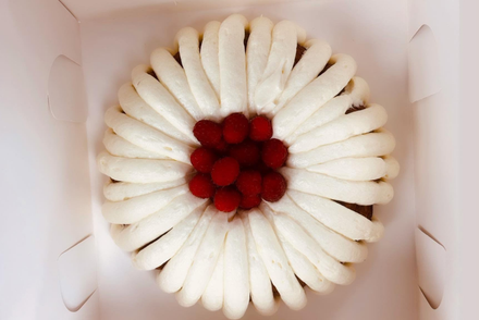 dessert with berry topping