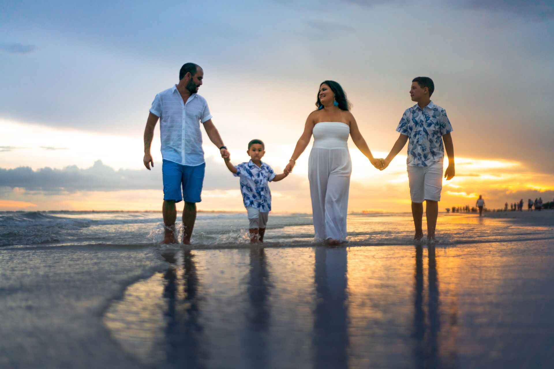 Family Walking on Beach