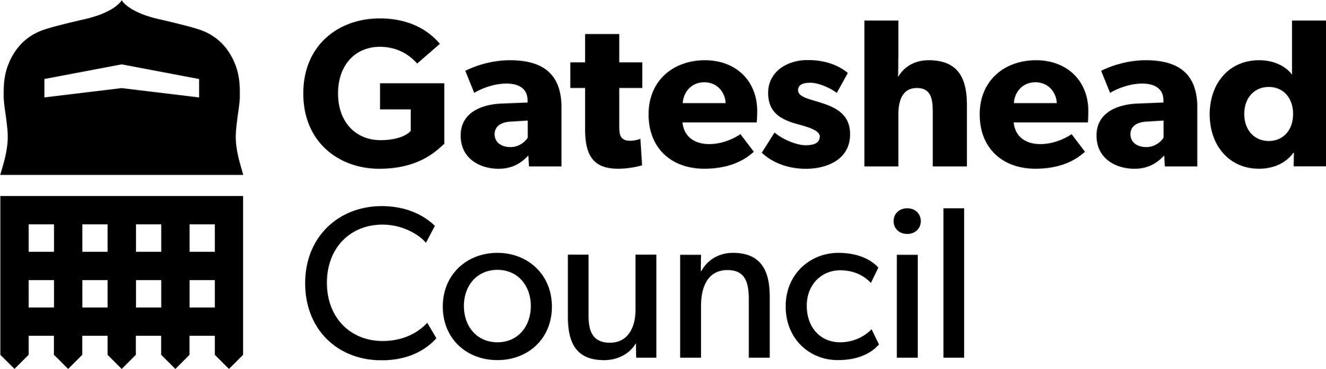 Gateshead Council logo: a black icon of a building with text 
