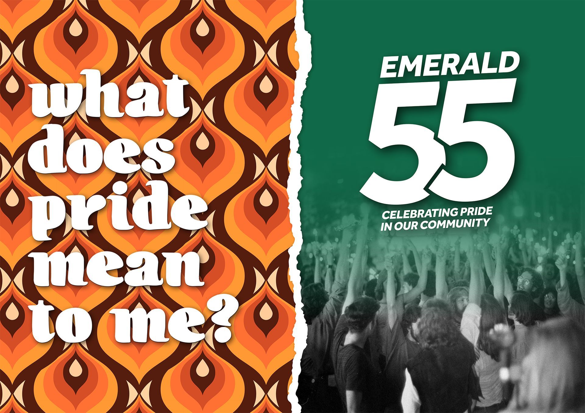 Text on a retro patterned background: 