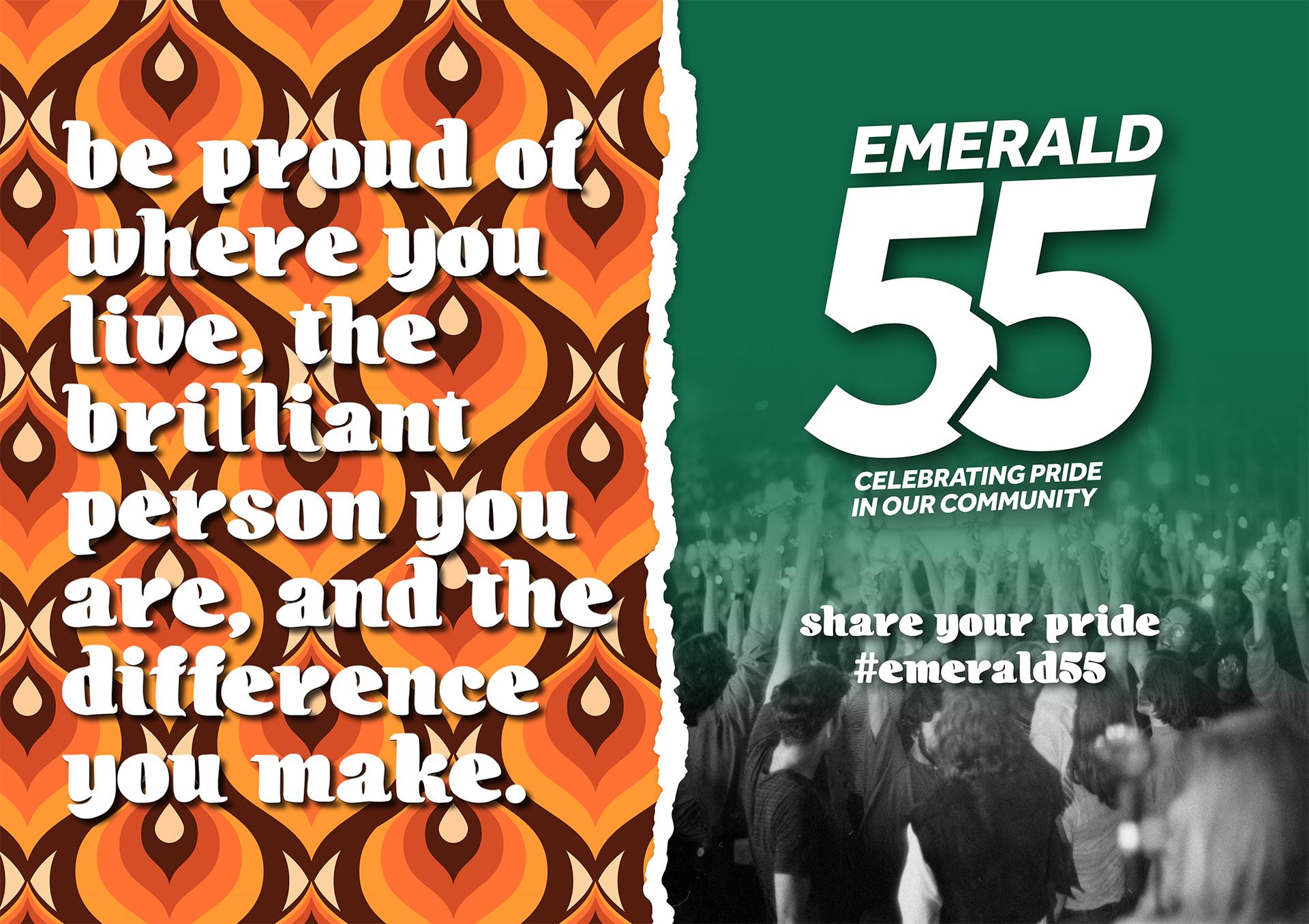 An orange and green poster with text: 
