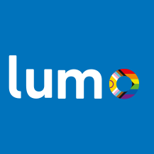 Logo for Lumo, with a white wordmark and an