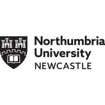 Northumbria University Newcastle logo: shield with castle, open book; text 