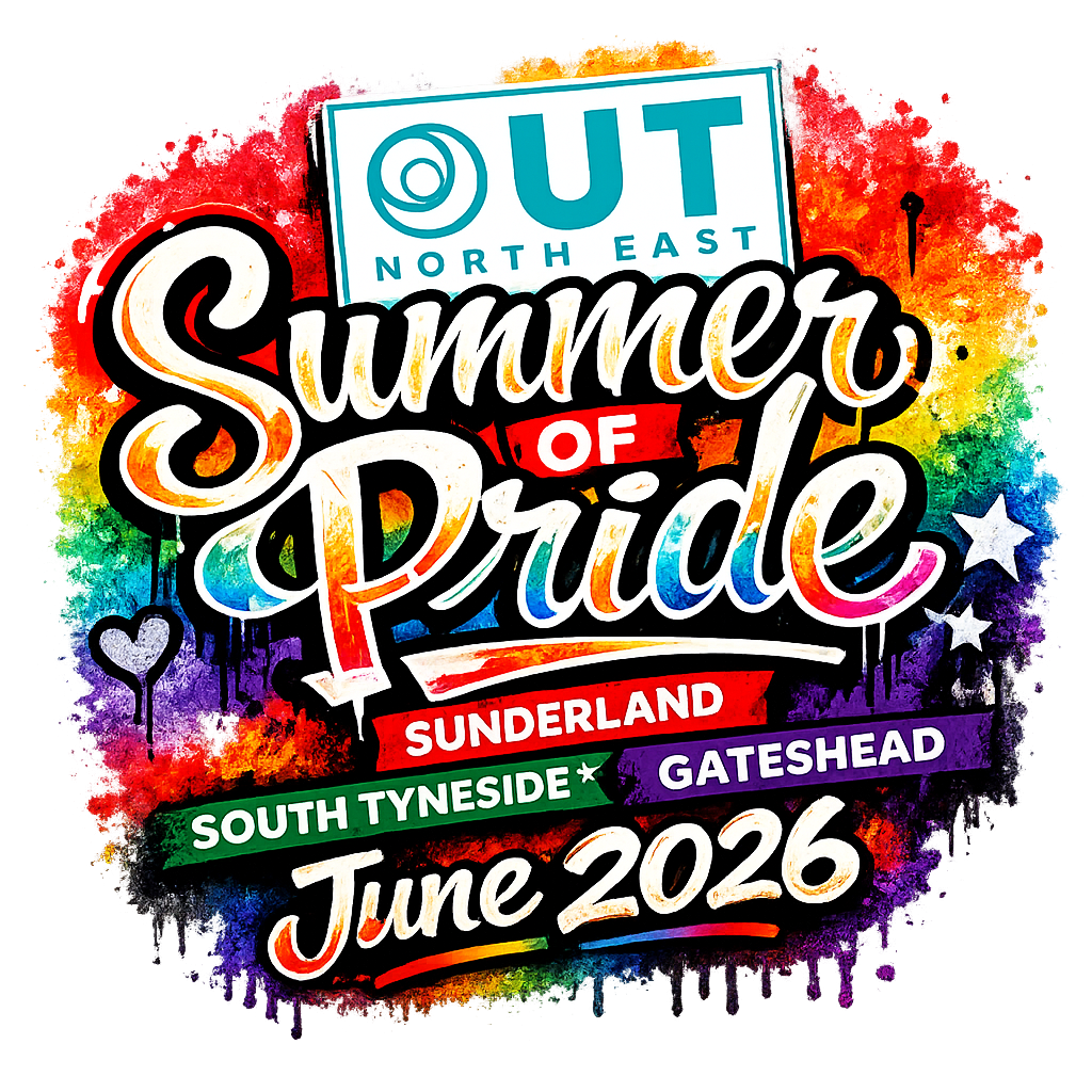Pride in South Tyneside: green and brown sign with white text.