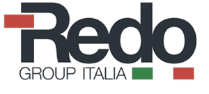 Un logo nero e rosso per redo group italia