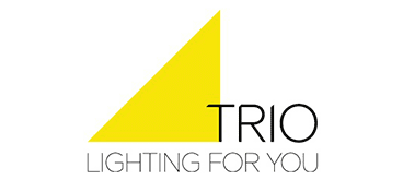 Il logo per l'illuminazione trio è giallo e nero.