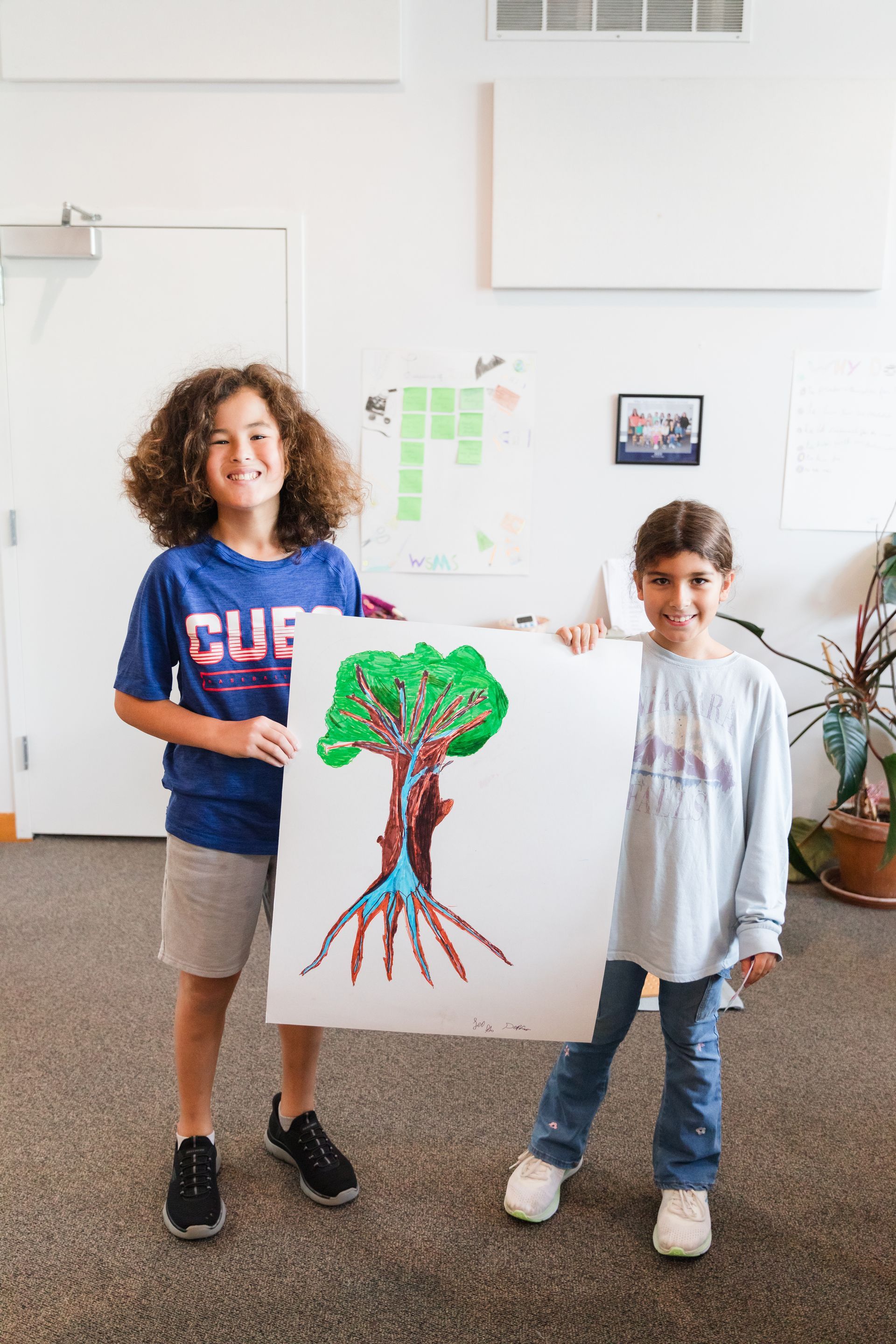 montessori children showing their art activity