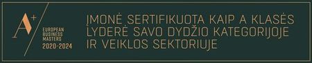 Įmonė sertifikuota kaip A klasės lyderė savo dydžio kategorijoje ir veiklos sektoriuje