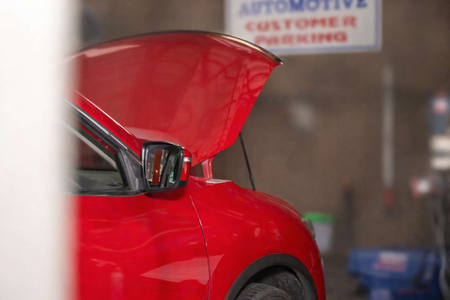A Close up of a red Car