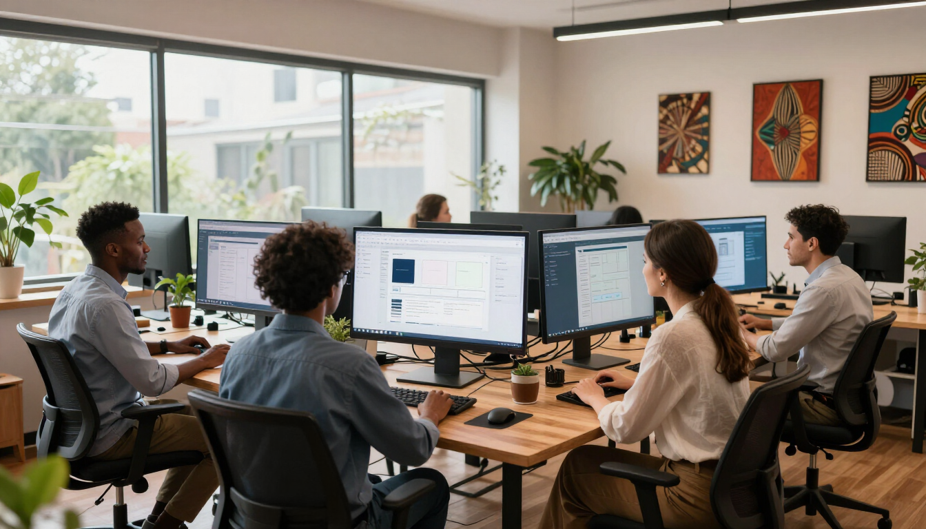 Digital agency team collaborating