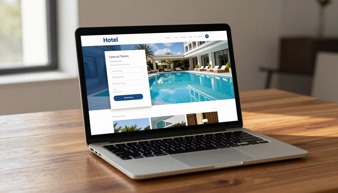 Hotel website on a laptop