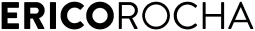 Logotipo "ERICO ROCHA" em preto e branco com um detalhe estilizado em amarelo na letra final.