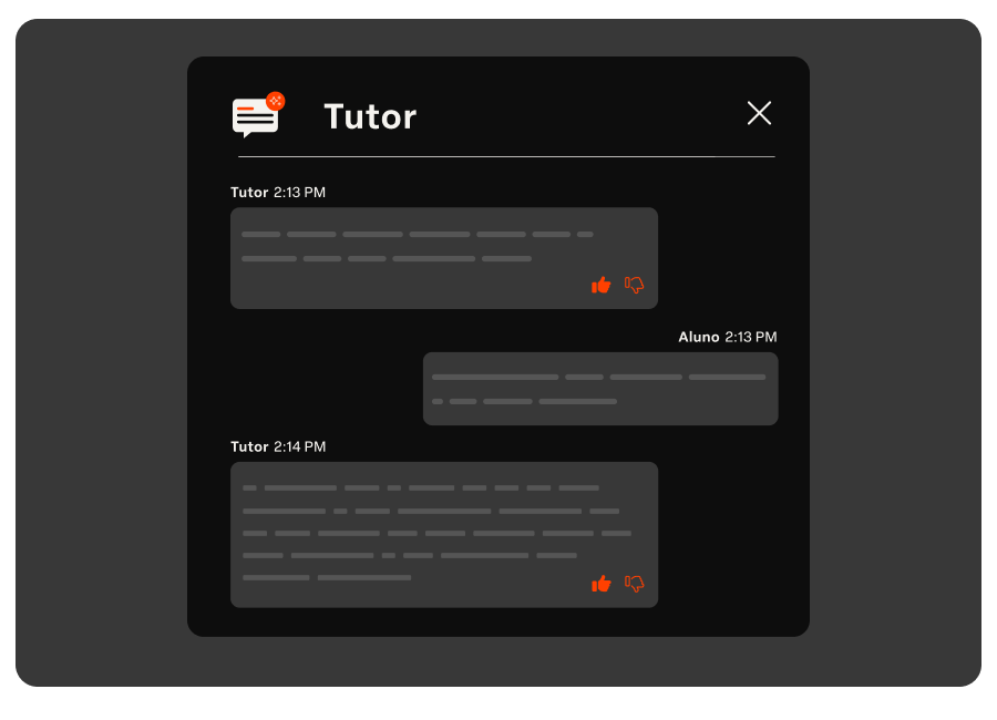 Hotmart Tutor
Responda seus alunos via chat
em segundos, a qualquer hora do dia ou da noite com o Tutor,
o assistente inteligente das Áreas de Membros Hotmart.