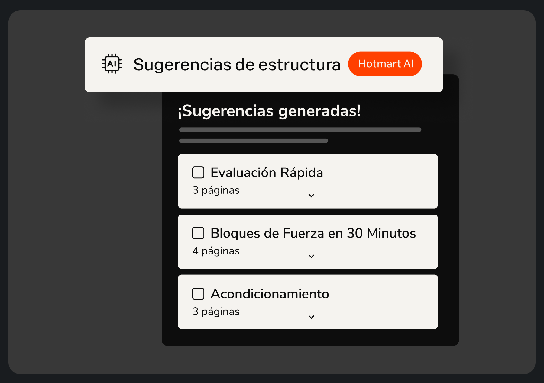 Acelera el desarrollo de nuevos productos con Inteligencia Artificial y accede a sugerencias inteligentes de módulos y contenidos.