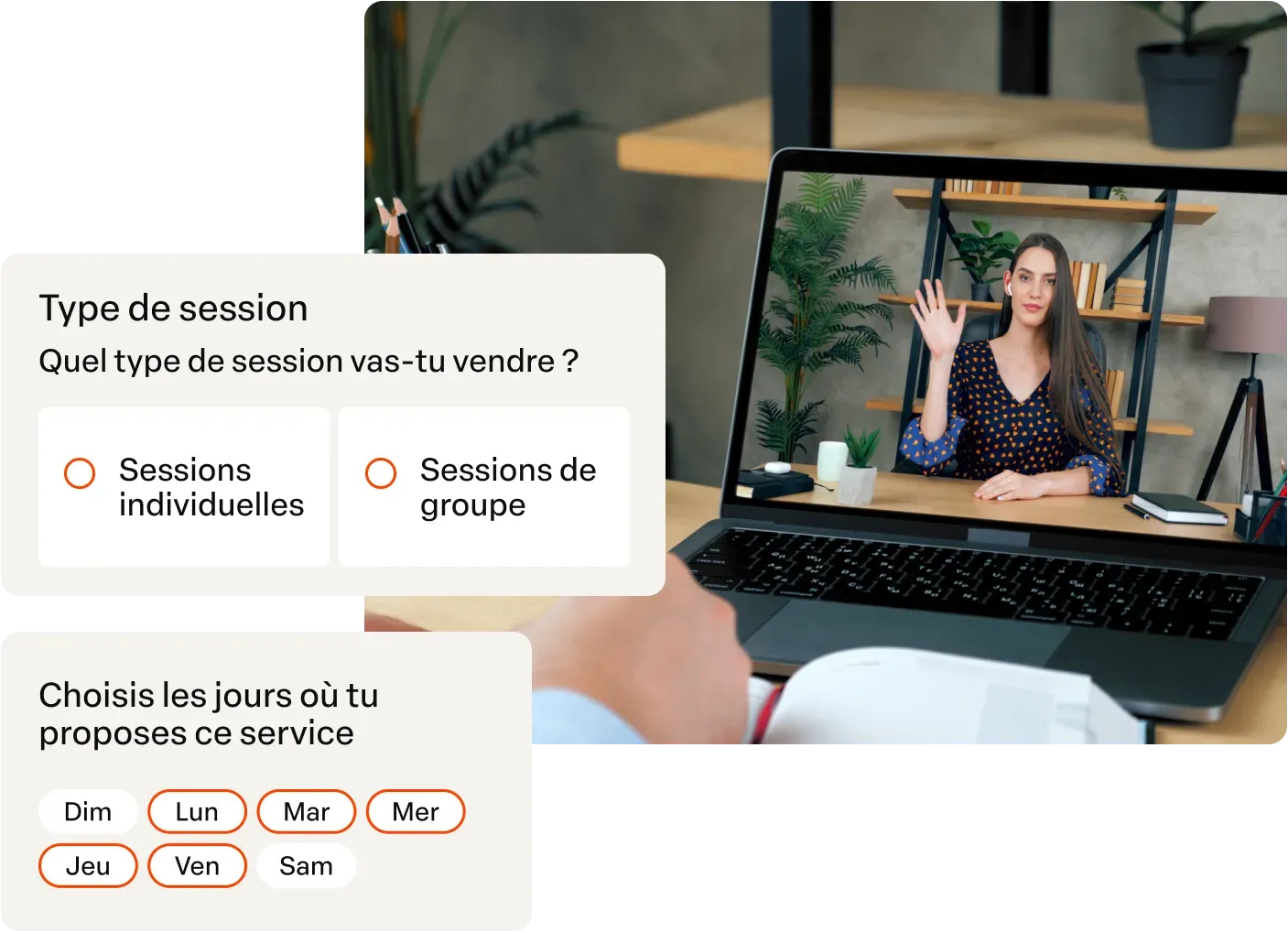 Configuration d’un mentorat en ligne : choix entre sessions individuelles ou de groupe et jours disponibles
