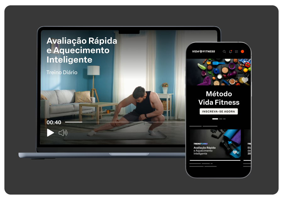 Hotmart Player
Dê aos seus clientes a liberdade de escolher assistir seu conteúdo no computador, tablet, TV ou celular. Dá até mesmo para assistir offline com
o player da Hotmart.