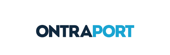 Um logotipo azul e preto para uma empresa chamada ontraport