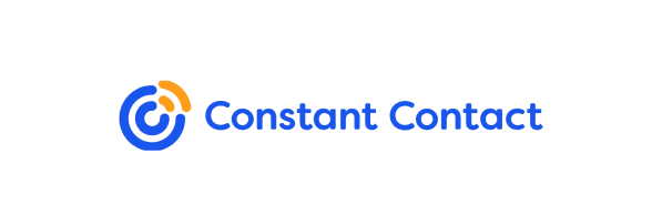 Um logotipo azul e laranja para contato constante