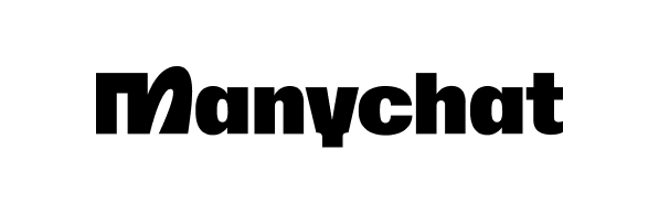 Logotipo do Manychat em texto preto sobre fundo branco