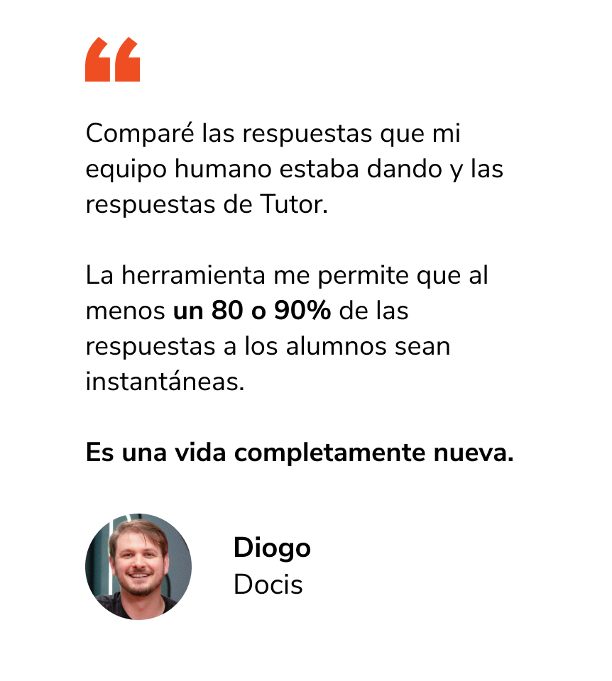 Depoimento em espanhol sobre uma ferramenta que permite comparar respostas humanas e da Turo, com a foto de perfil de Diogo.
