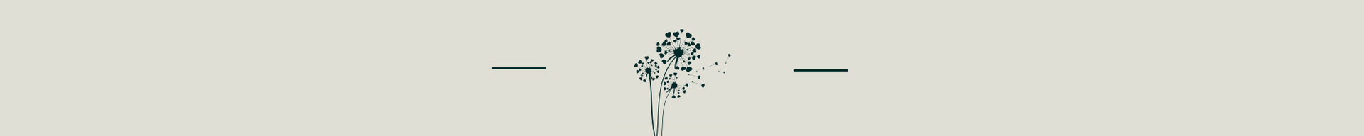 Thin decorative banner with a small floral wreath centered between two short horizontal lines on a pale background