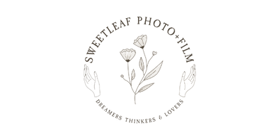 Sweet Leaf Photo Film logo with delicate floral line art and circular text