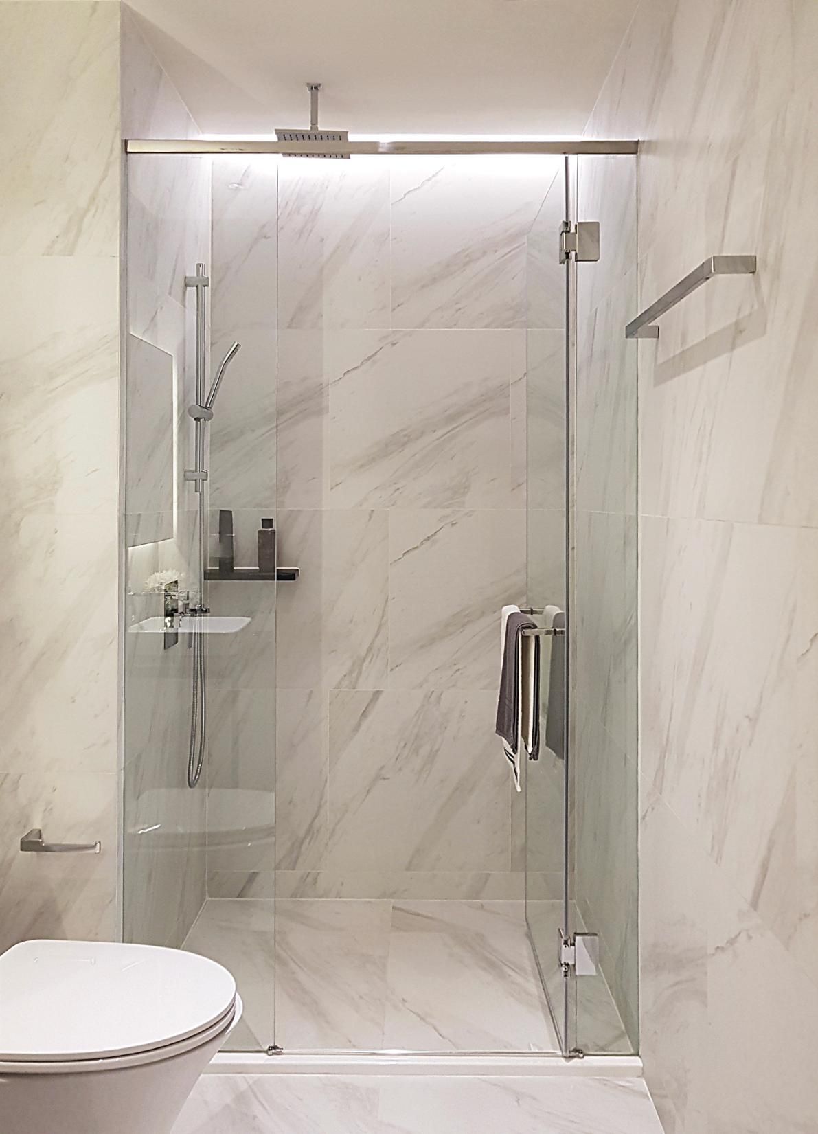 Bathroom With a Toilet and a Walk in Shower — Glass & Window Centre, Dubbo, NSW
