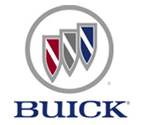 A buick logo with three shields in a circle on a white background.