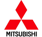 A red mitsubishi logo on a white background.