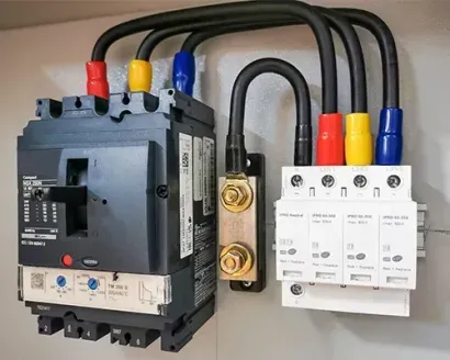 Vertical gas piping against a white wall with brackets, valves, and a yellow flexible connector.