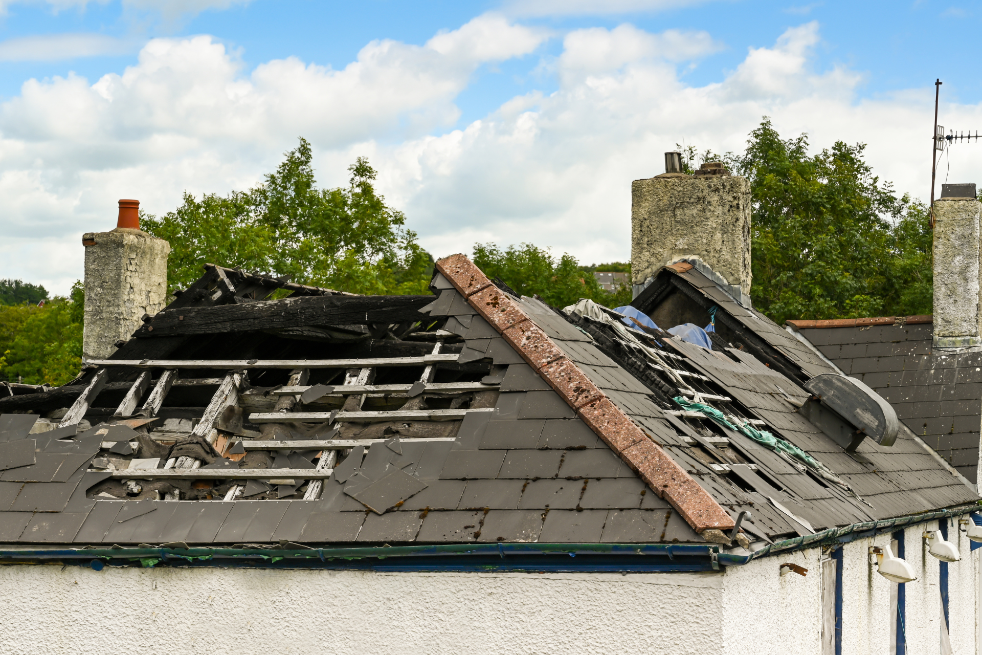 Fire Damage to Roof Shingles