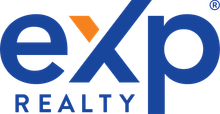 Logo for eXp Realty: blue letters "eXp" with an orange upward-pointing triangle, "REALTY" in blue below.