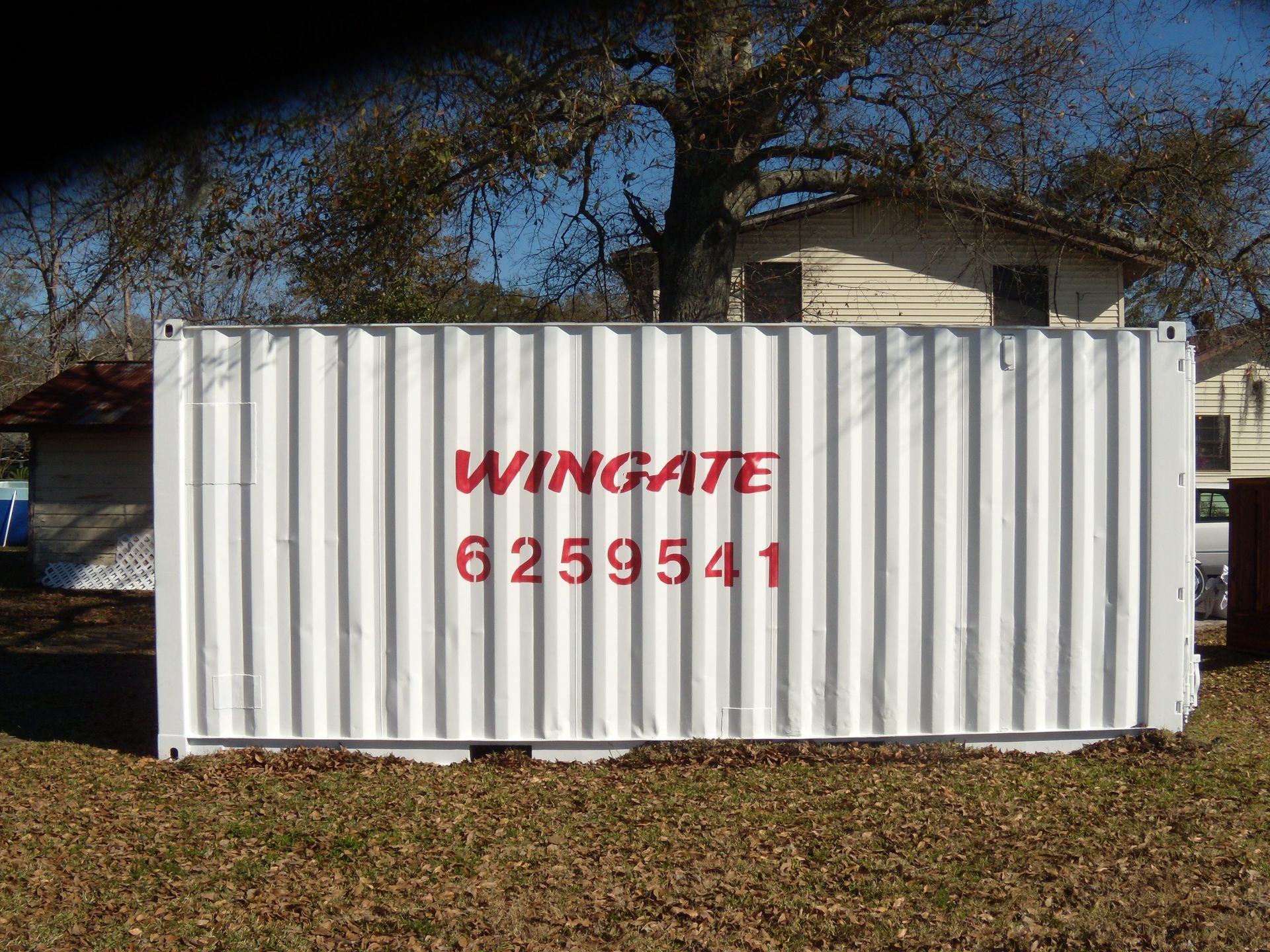 White storage container with red