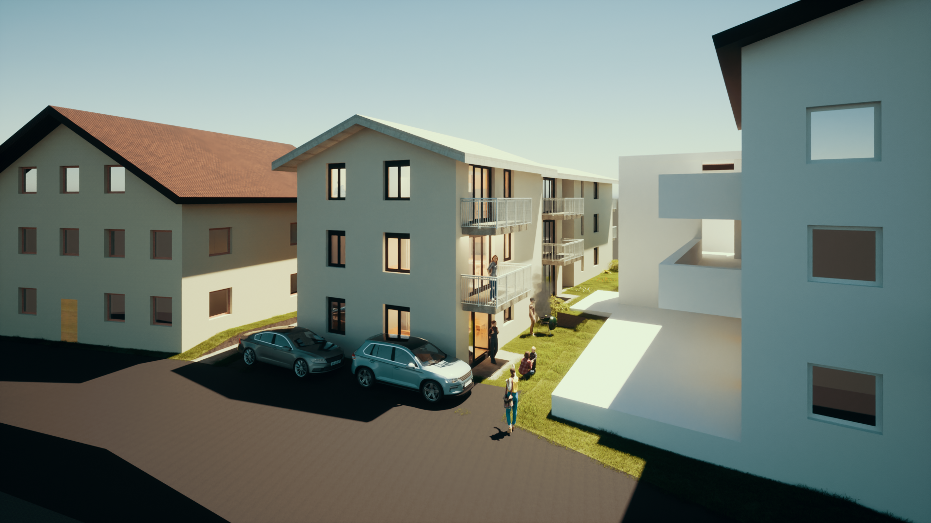 Wohnanlage mit Balkon